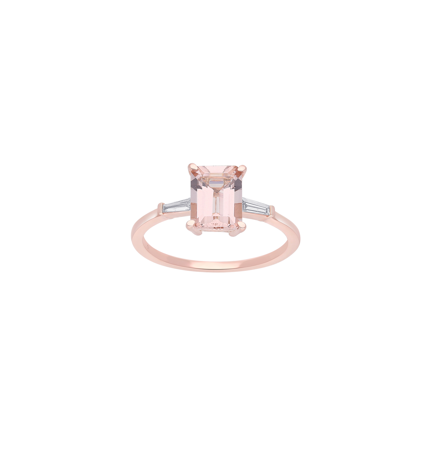 Sabel Collection Rose Gold Morganite and Baguette Diamond Ring